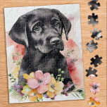 Behålla Tittar - Labrador Retriever - Svart lab Pussel<br><div class="desc">En söt Black Labrador Retriever Puppy tittar upp på träd och naturen.

Behålla Tittar - Originalteckning efter Judy Burrows @ Black Hund Art</div>