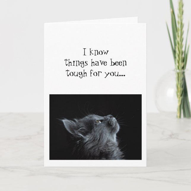 Behålla Tittar upp till Gud uppmuntrande kattdjur Kort (Framsida)