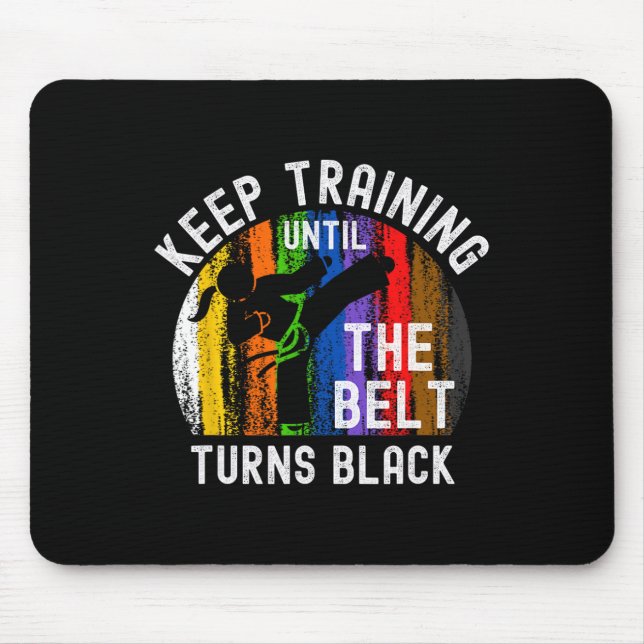 Behålla träning tills Bälte Turns Black Karate Tae Musmatta (Framsidan)