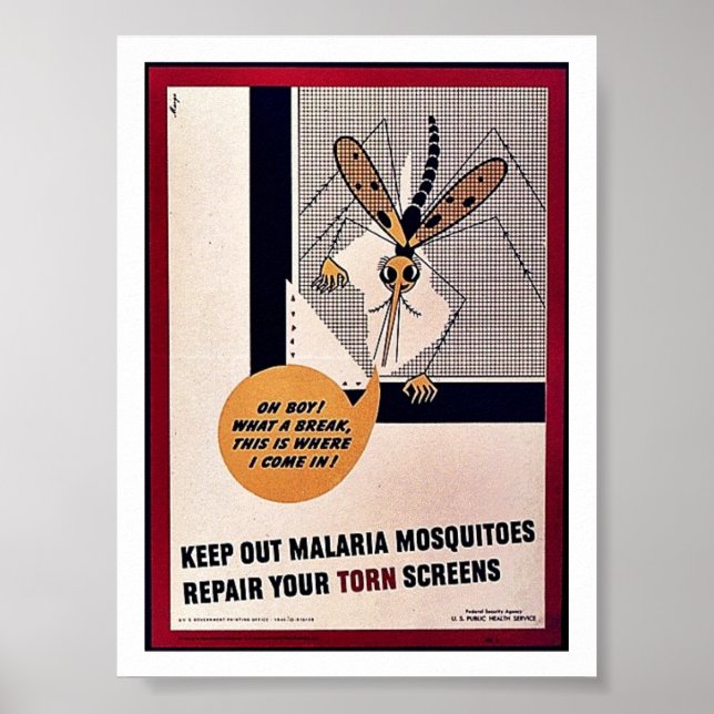 Behålla ut Malaria Mosquitoes Reparera din hornskl Poster (Framsidan)