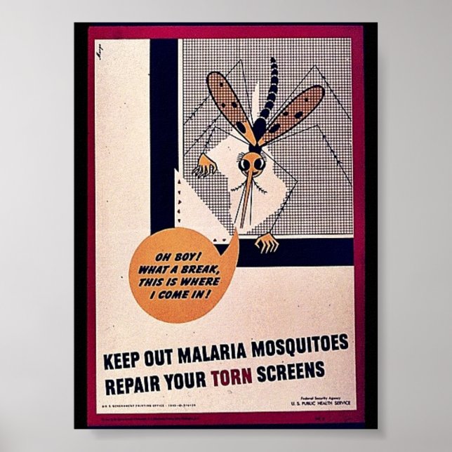 Behålla ut Malaria Mosquitoes Reparera din hornskl Poster (Framsidan)
