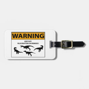 Behålla ut! Velociraptor-tecken Bagagebricka