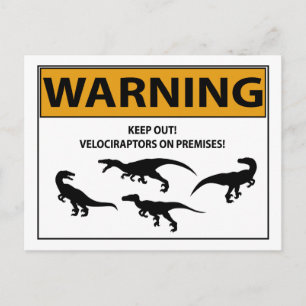 Behålla ut! Velociraptor-tecken Vykort