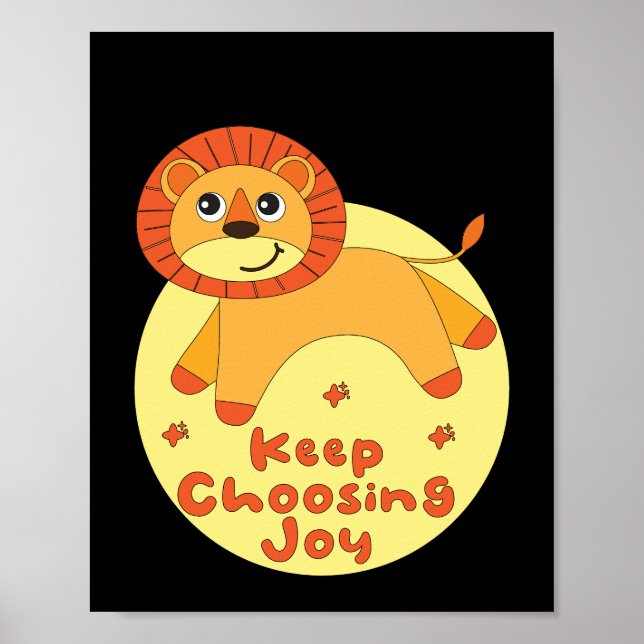Behålla välja joy Kawaii lejon hoppande gult orang Poster (Framsidan)