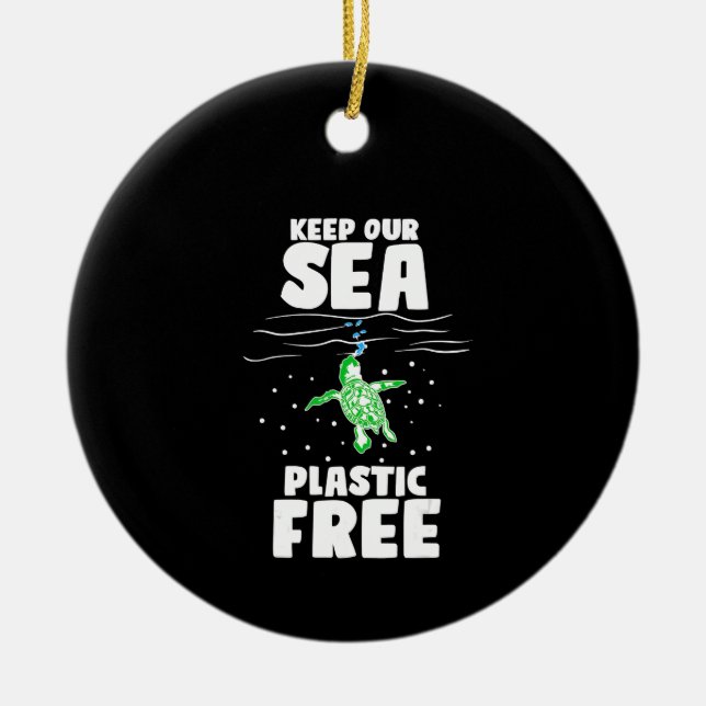 Behålla vår havsbotten av plastiskt fritt Spara av Julgransprydnad Keramik (Framsidan)