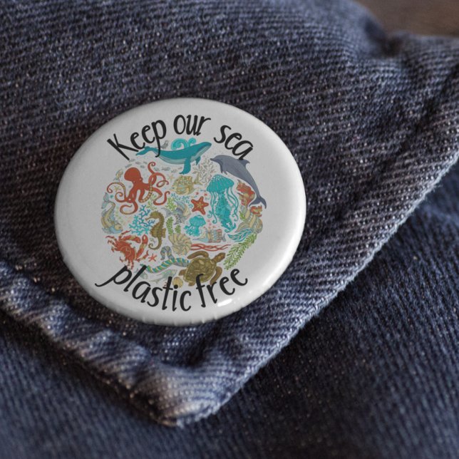 Behålla vår Sea Plastic Free Turtle Whale Knapp (Skapare uppladdad)