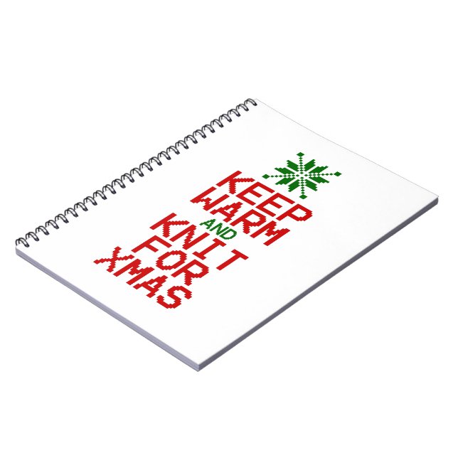 Behålla Warm och Sticka för Julafton Anteckningsbok Med Spiral (Vänstra Sidan)