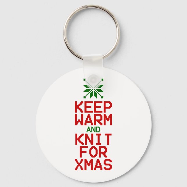 Behålla Warm och Sticka för Julafton Nyckelring (Framsida)