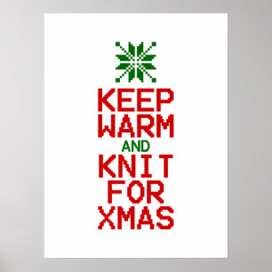 Behålla Warm och Sticka för Julafton Poster