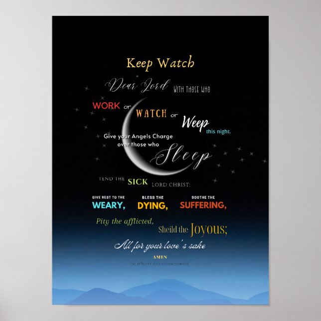 Behålla Watch Night Prayer Wall Hanging Poster (Framsidan)