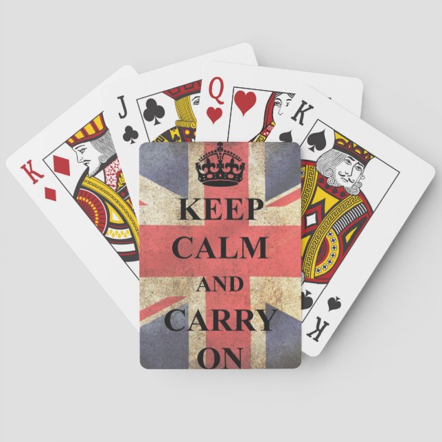 Behållalugn bär på brittisk flagga spel kort (Baksidan)