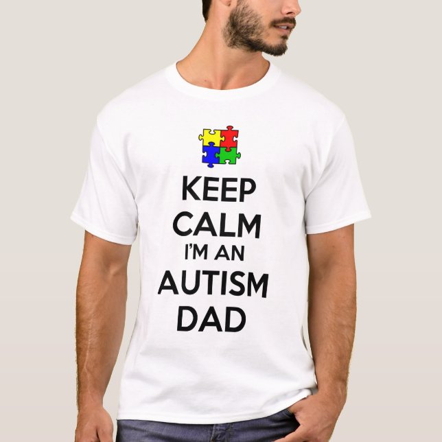 Behållalugn mig förmiddag en Autismpappa Tee Shirt (Framsida)