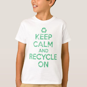 Behållalugn och återvinna på t-shirt