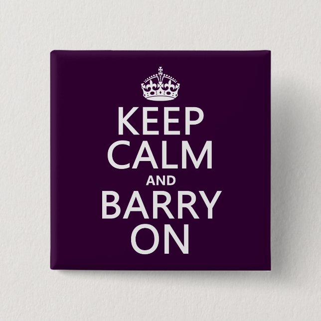 Behållalugn och Barry på (några färg) Knapp (Framsida)