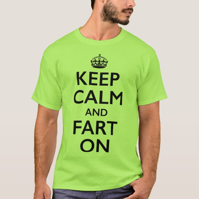 Behållalugn och fis på T-tröja T-shirt (Framsida)