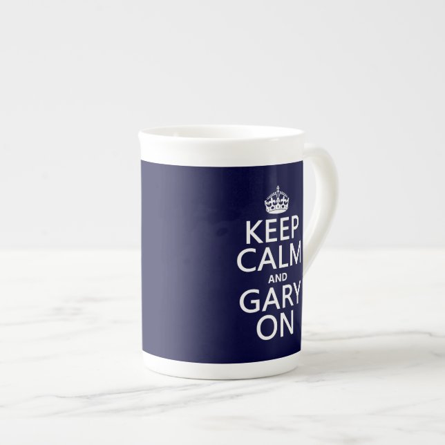 Behållalugn och Gary på (några färg) Benporslin Mugg (Framsida höger)