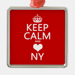 Behållalugn och hjärta New York (customisable Julgransprydnad Metall
