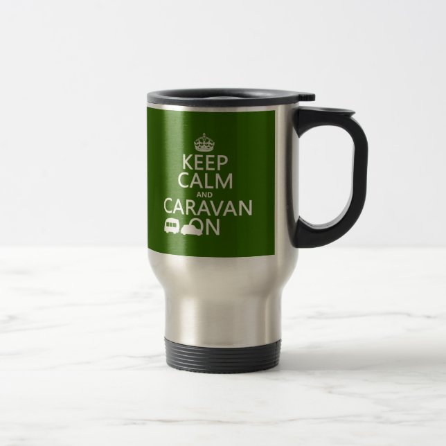 Behållalugn och husvagn på (anpassadefärger) resemugg (Höger)