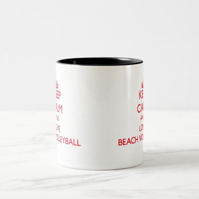 Behållalugn och kärlekstrandvolleyboll Två-Tonad mugg (Center)