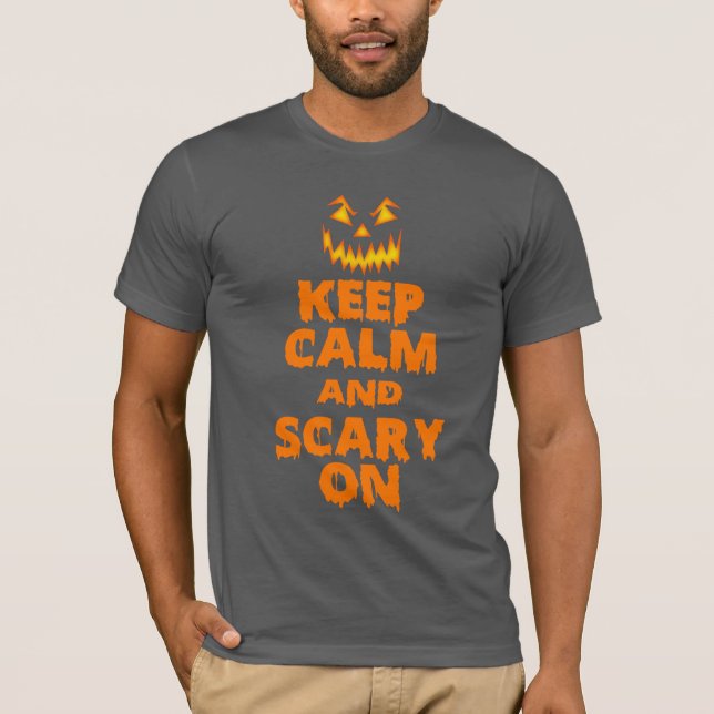 Behållalugn och läskigt på den Halloween skjortan T-shirt (Framsida)