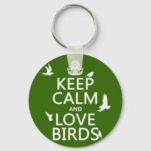 Behållalugn och love birds (någon bakgrundsfärg nyckelring