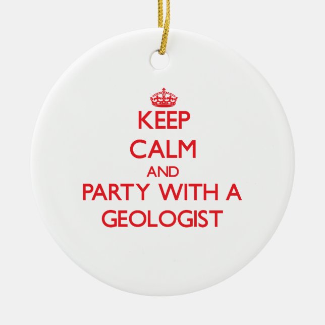 Behållalugn och party med en geolog julgransprydnad keramik (Framsidan)