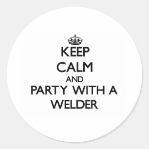Behållalugn och party med en Welder Runt Klistermärke