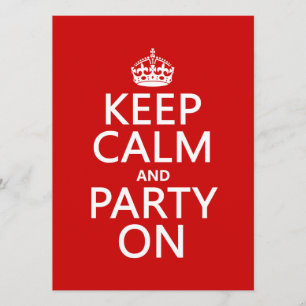 Behållalugn och party på (i någon färg) inbjudningar