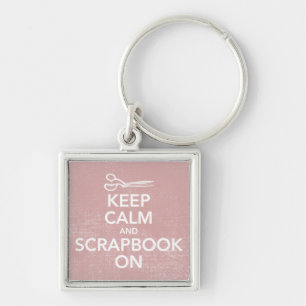 Behållalugn och Scrapbook på Keychain 2, Inv. Fyrkantig Silverfärgad Nyckelring