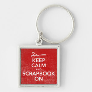 Behållalugn och Scrapbook på Keychain 2, Inv. R Fyrkantig Silverfärgad Nyckelring