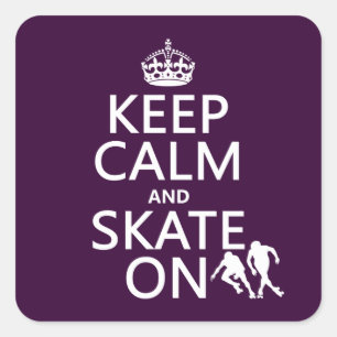 Behållalugn och skridsko på (rollerskaters) fyrkantigt klistermärke