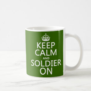 Behållalugn och soldat på (någon bakgrundsfärg kaffemugg
