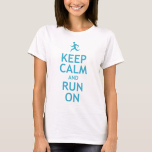 Behållalugn och springa på (blått) tee shirt