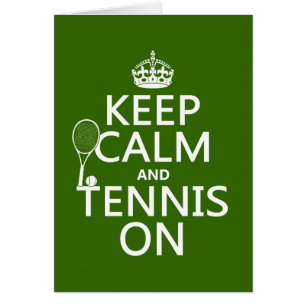 Behållalugn och tennis på (någon bakgrundsfärg) hälsningskort