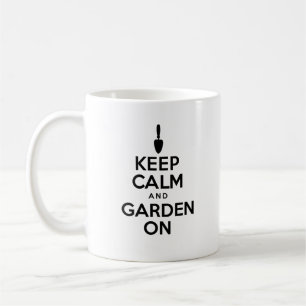 Behållalugn och trädgård på muggen kaffemugg