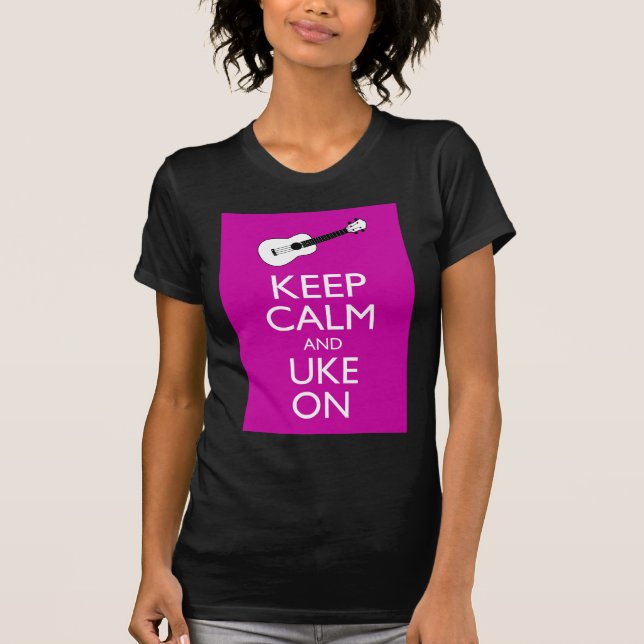 Behållalugn och Uke på (Fuschia) T Shirt (Framsida)