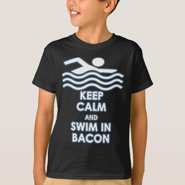 Behållalugn & simma i bacon tee shirt (Framsida)