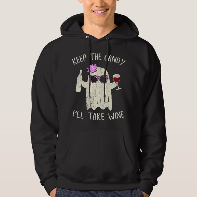 Behållan Candy Ill ta Vin Ghost Gift Funny Hoodie (Framsida)
