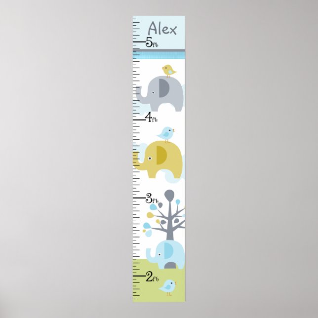Behållan Elephant Kärlek Growth Chart vid 8 x 44! Poster (Framsidan)