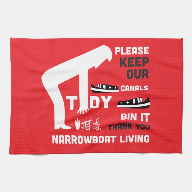 Behållan Narrowboat och CanalBoat - våra kanaler Kökshandduk (Horisontell)