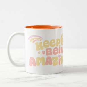 Behållan Preppy är fantastisk slogan smilie ansikt Två-Tonad Mugg