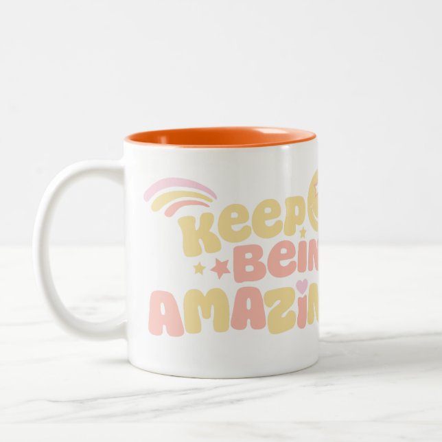 Behållan Preppy är fantastisk slogan smilie ansikt Två-Tonad Mugg (Vänster)