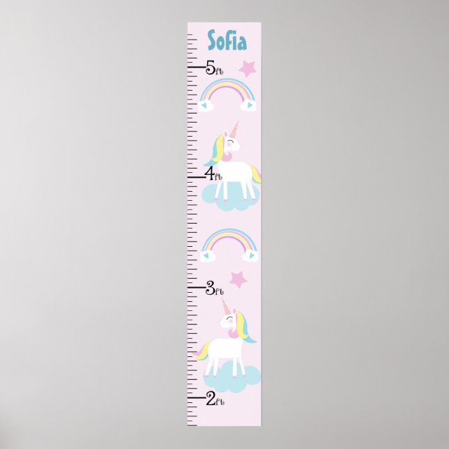 Behållan Unicorn & Rainbows Girl Growth Chart vid  Poster (Framsidan)