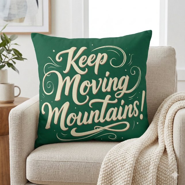 Behållans Flytta Berger Motiv design Kudde (Keep Moving Mountains Motivational Design Throw Pillow Mockup A)