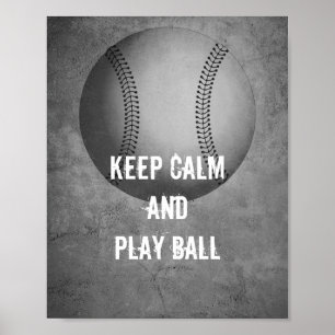 behållans lugn-citat poster baseball grått och vit