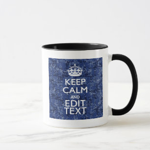 Behållans Lugn Din text på Blue Digital Camoufla Mugg