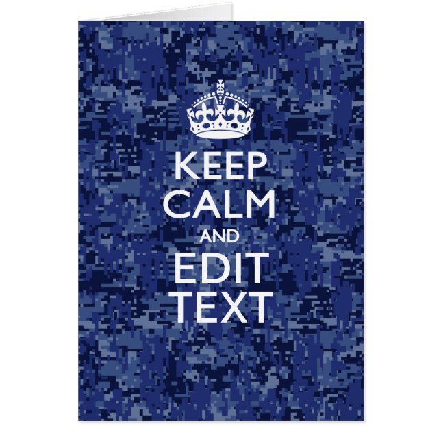 Behållans Lugn Din text på Blue Digital Camouflage Hälsningskort (Framsidan)