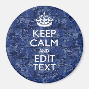 Behållans Lugn Din text på Blue Digital Camouflage Magnet