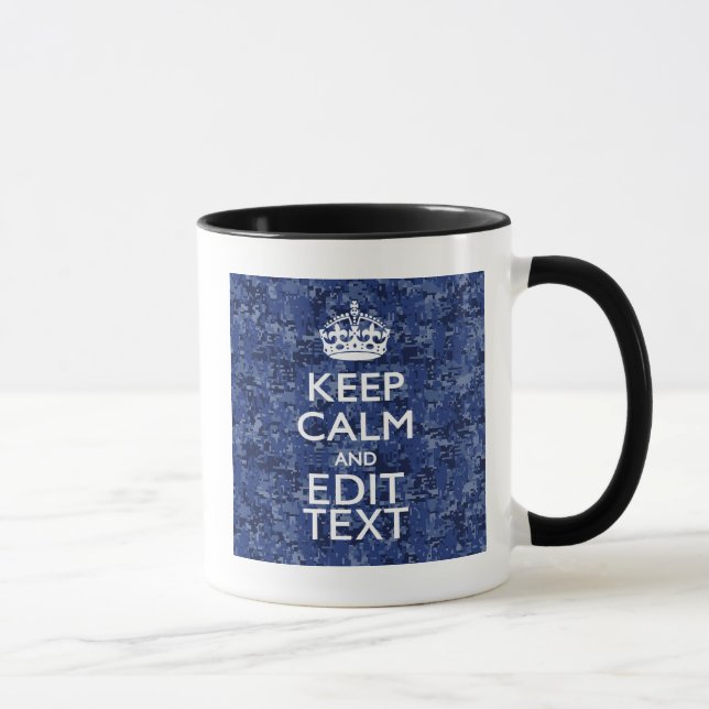 Behållans Lugn Din text på Blue Digital Camouflage Mugg (Höger)