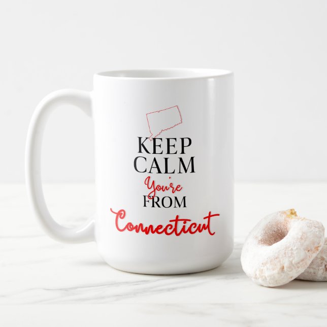 Behållans Lugn Du kommer från Connecticut Kaffemugg (Med munk)